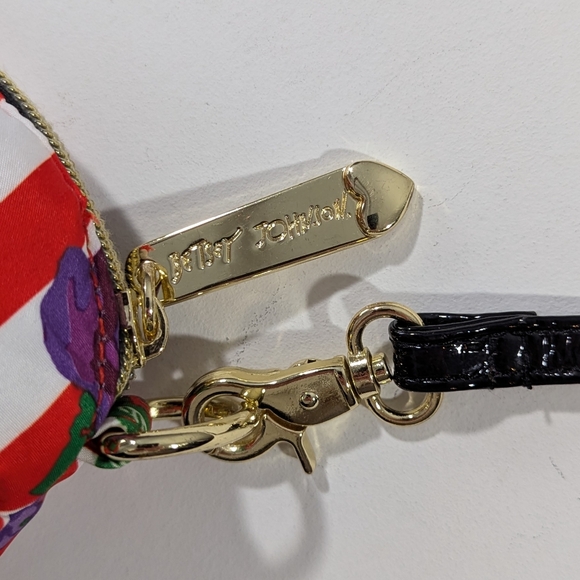 Betsey Johnson Nautical Floral Mini Crossbody Bag Striped Anchor Purple Flower - Picture 3 of 13